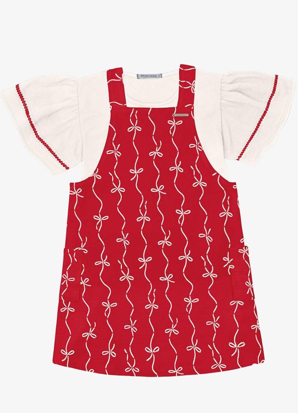 Conjunto Verão Menina Curto Estampado Vermelho