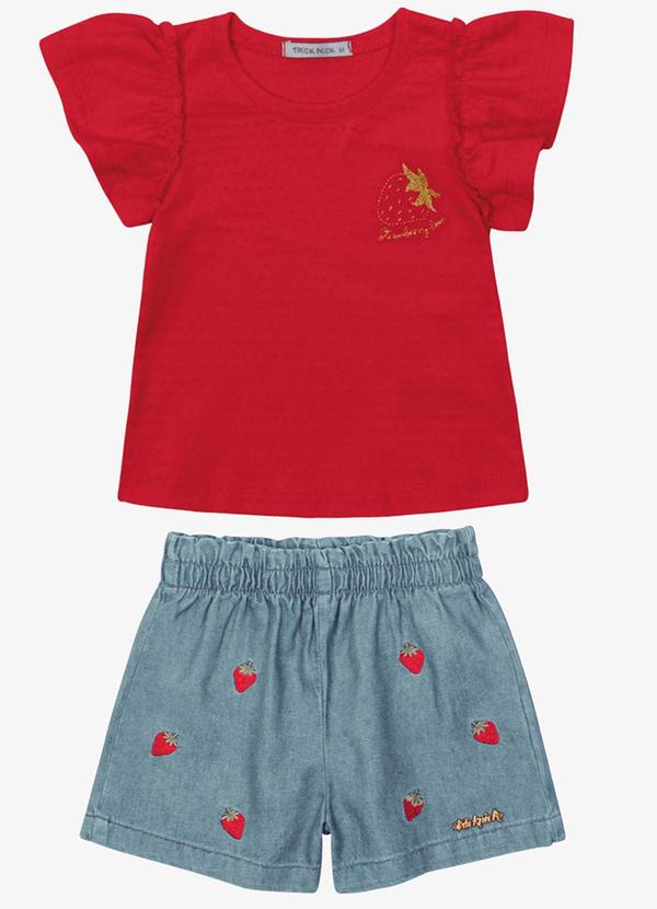 Conjunto Verão Menina Curto Vermelho