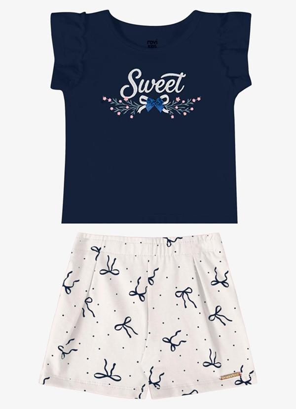 Conjunto Verão Menina Estampa Glitter Azul