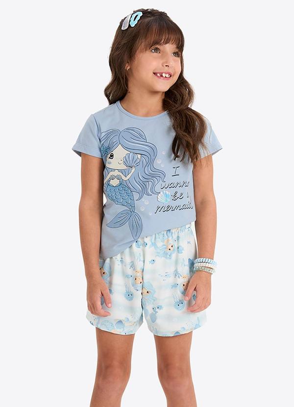 Conjunto Verão Menina Estampa Glitter Azul