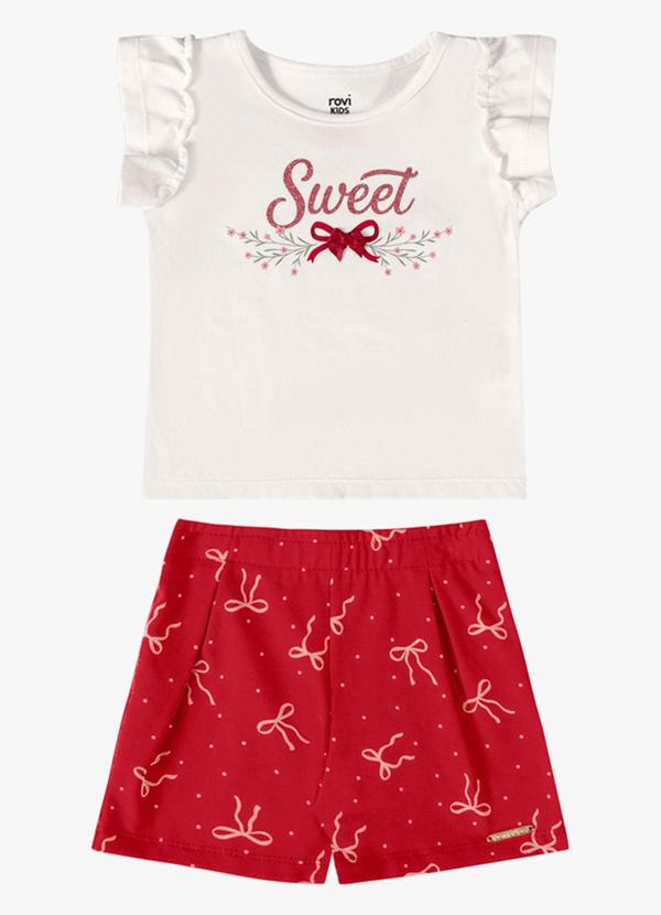 Conjunto Verão Menina Estampa Glitter Bege