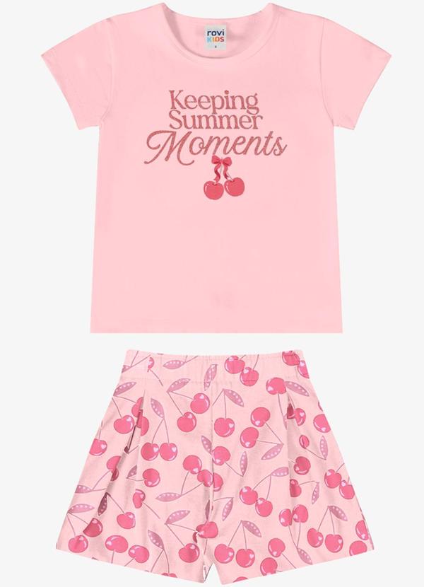 Conjunto Verão Menina Estampa Glitter Rosa