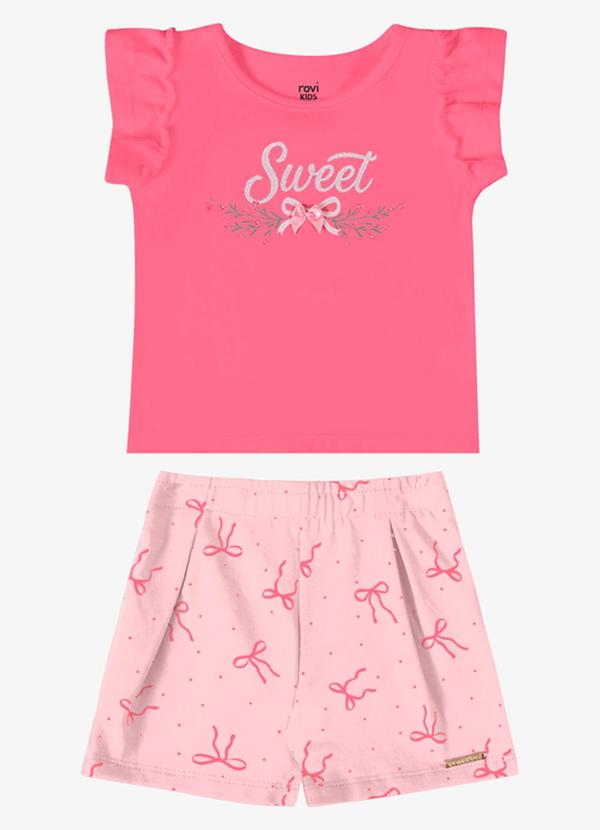 Conjunto Verão Menina Estampa Glitter Rosa