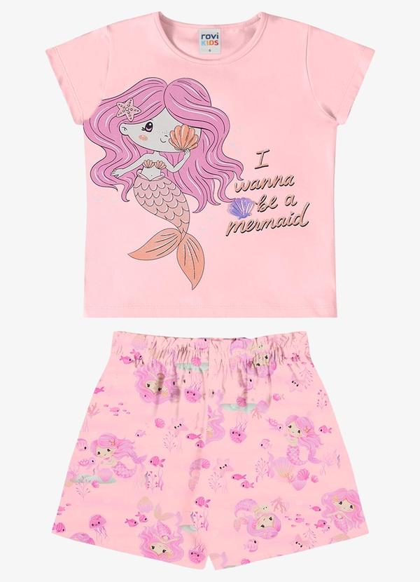 Conjunto Verão Menina Estampa Glitter Rosa