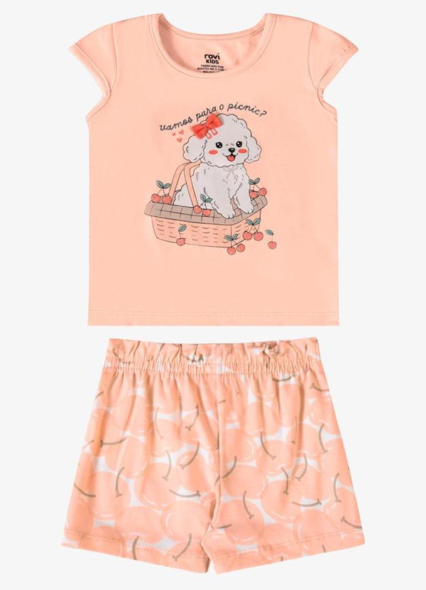 Conjunto Verão Menina Laço Decorativo Rosa