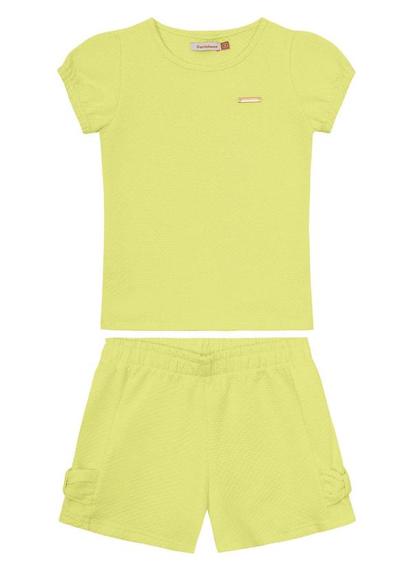 Conjunto Verde Limão Malha Trabalhada Menina