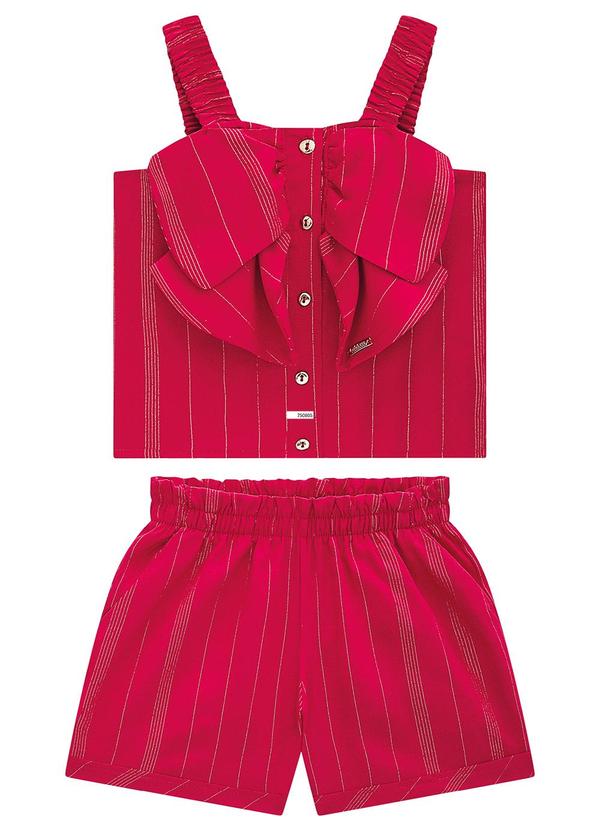 Vista 2 Conjunto Vermelho Clochard em Lurex Menina Carinhoso Carinhoso