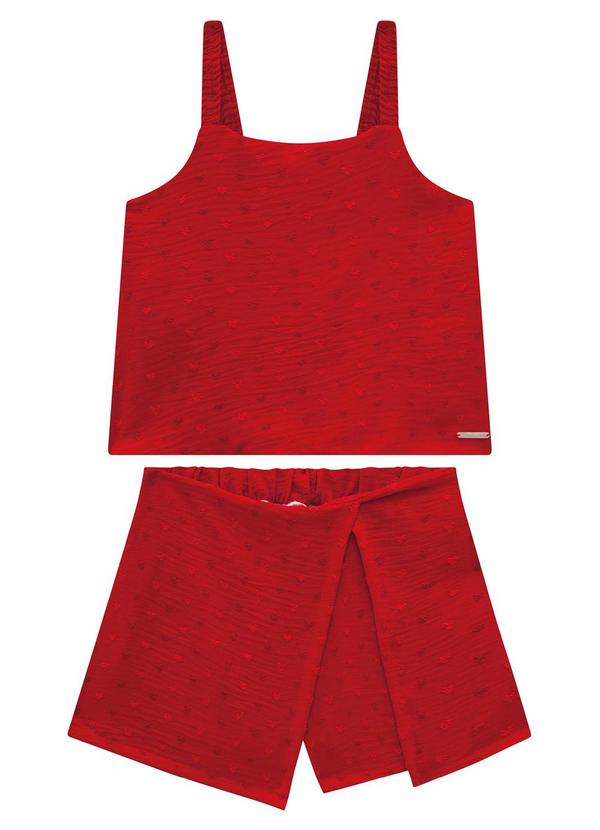 Conjunto Vermelho Plumetis Coração Carinhoso