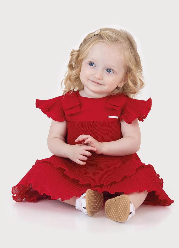 Conjunto Vestido Plissado Vermelho