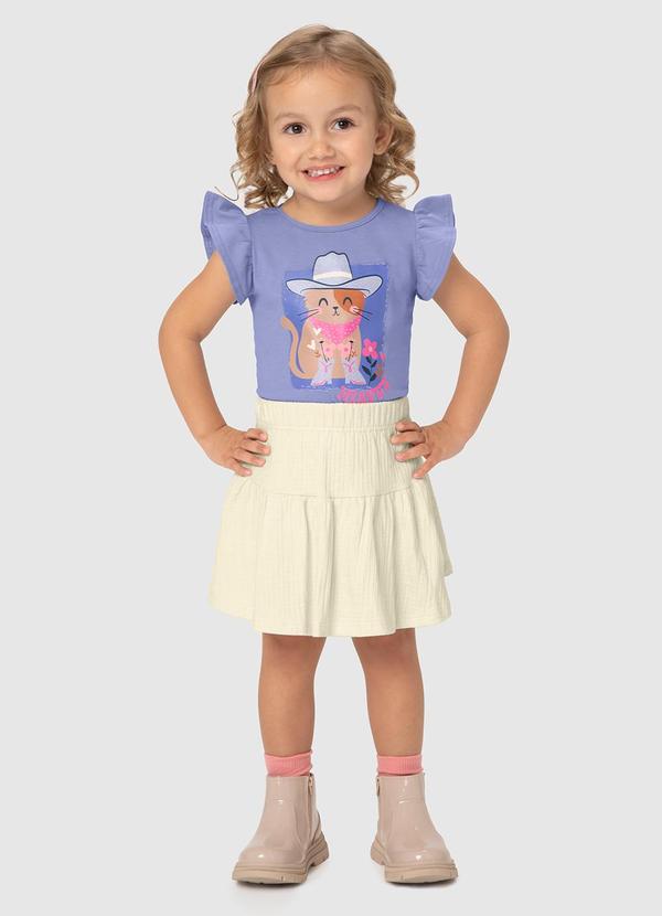 Conjunto Violeta Gatinho Country Evasê Menina