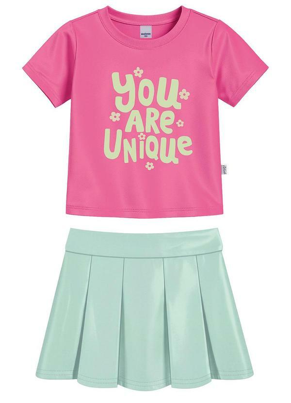 Conjunto You Are Unique com Glitter Rosa Escuro