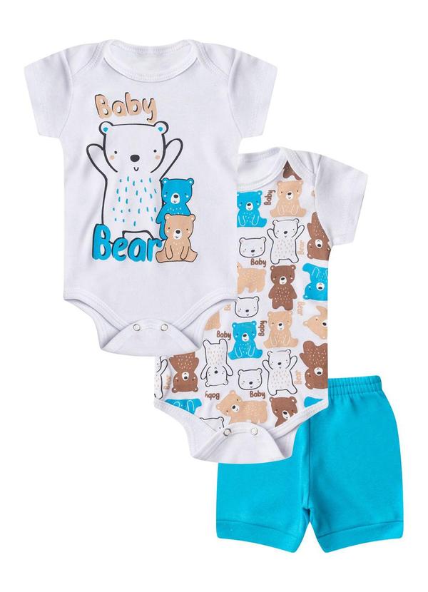 Kit Body Infantil Curto 3 Peças Azul