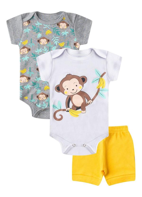 Kit Body Infantil Curto 3 Peças Branco