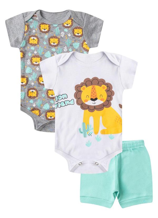 Kit Body Infantil Curto 3 Peças Cinza