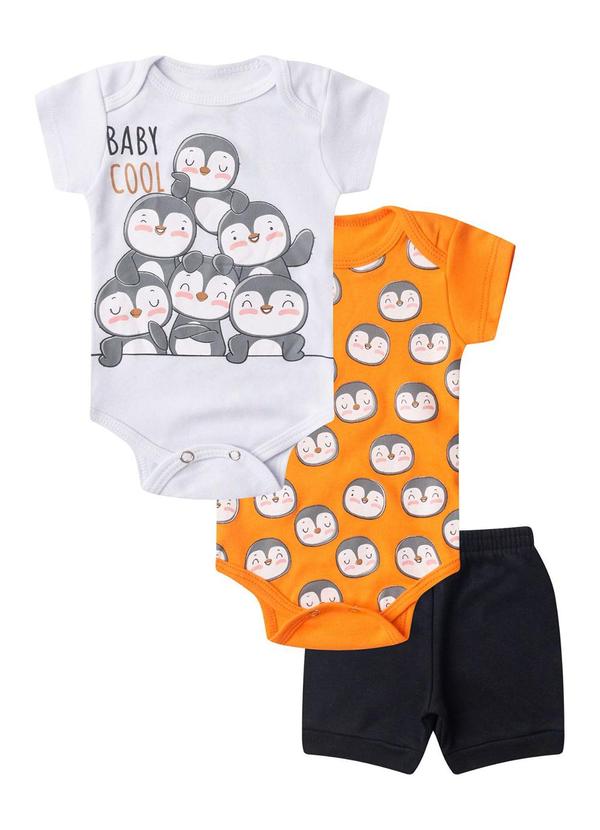 Kit Body Infantil Curto 3 Peças Laranja