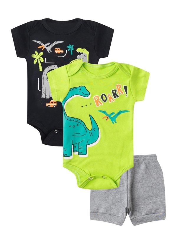 Kit Body Infantil Curto 3 Peças Preto