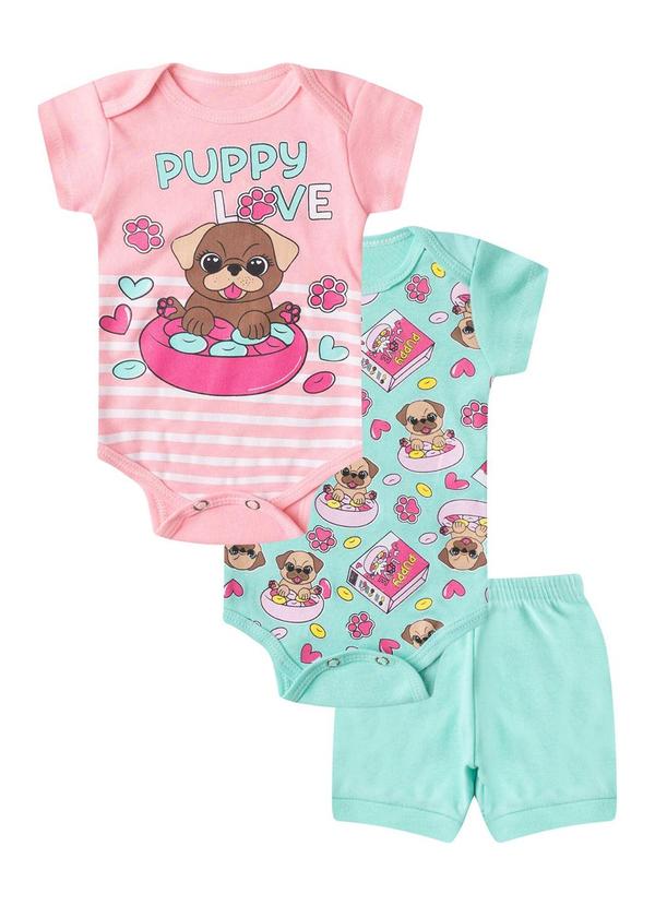 Kit Body Infantil Curto 3 Peças Rosa