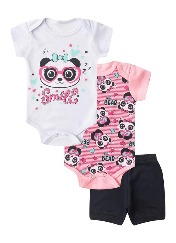 Kit Body Infantil Curto 3 Peças Rosa