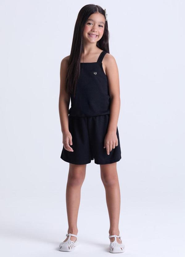 Vista 2 Macaquinho Infantil Feminino Rustique Preto VIDA COSTEIRA VIDA COSTEIRA