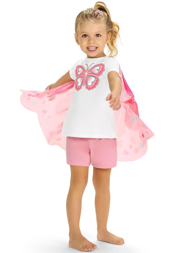 Vista 2 Pijama Infantil Menina Borboleta Branco Kyly Kyly
