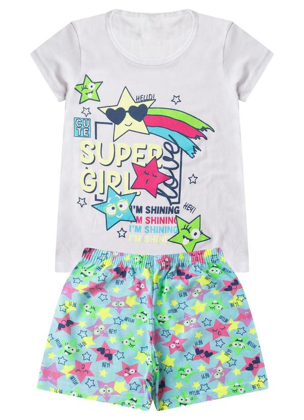Vista 2 Pijama Infantil Menina Curto Algodão Branco Select Select