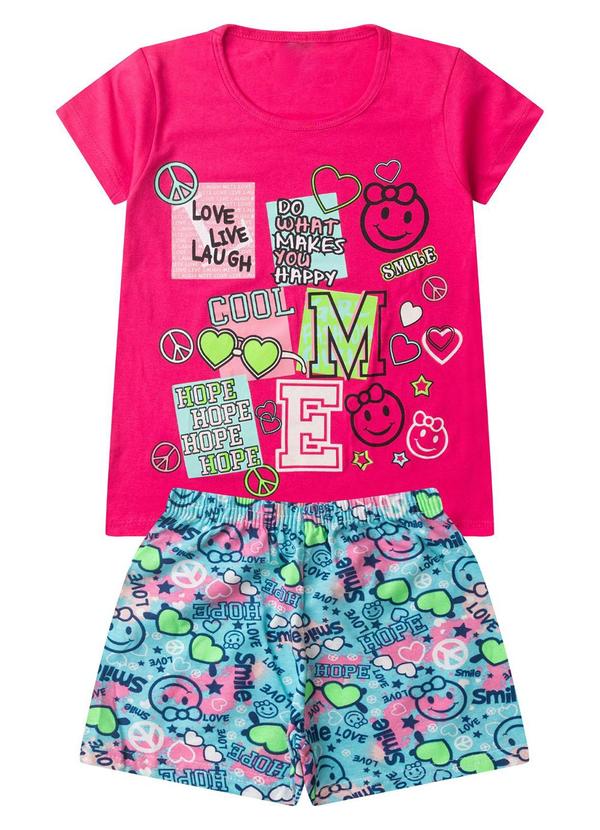 Vista 2 Pijama Infantil Menina Curto Algodão Rosa Select Select