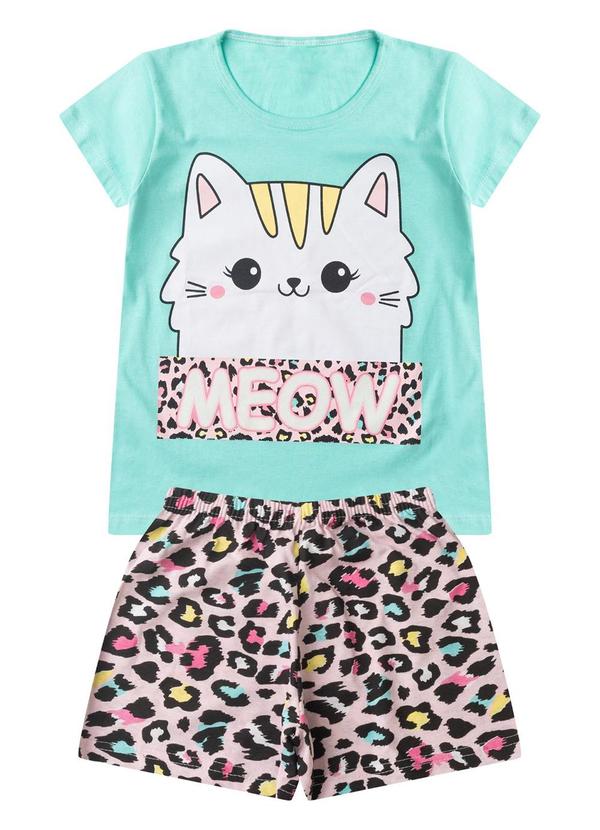 Vista 2 Pijama Infantil Menina Curto Algodão Verde Select Select