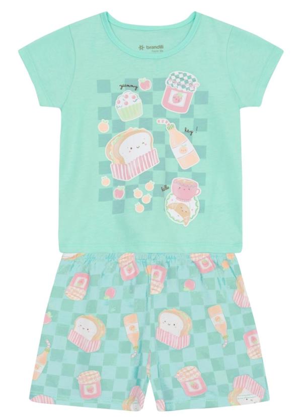 Pijama Infantil Menina em Meia Malha Verde