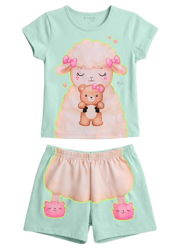 Pijama Infantil Menina em Meia Malha Verde