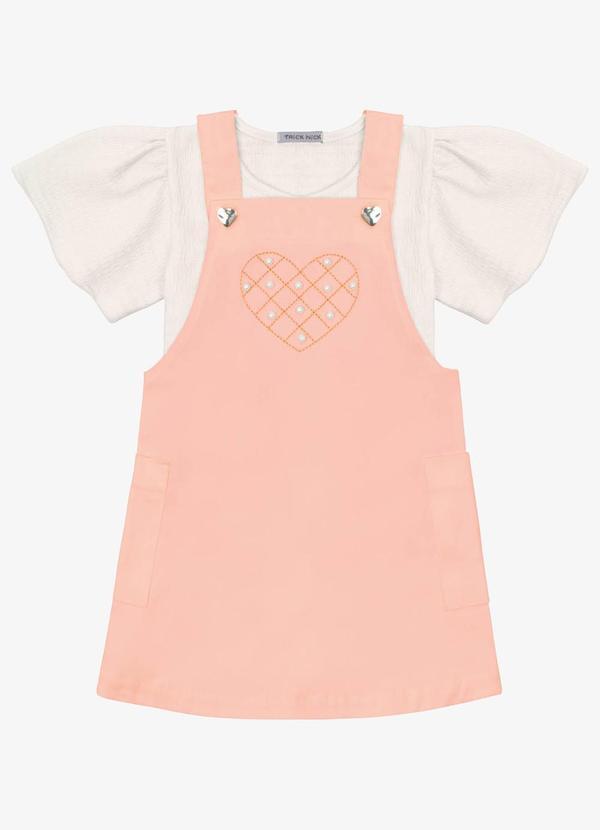 Salopeti Verão Menina com Blusa Interna Rosa