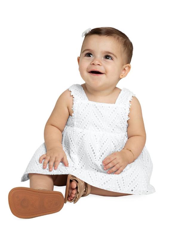 Vista 2 Vestido Bebê com Calcinha Menina Branco Milon Milon