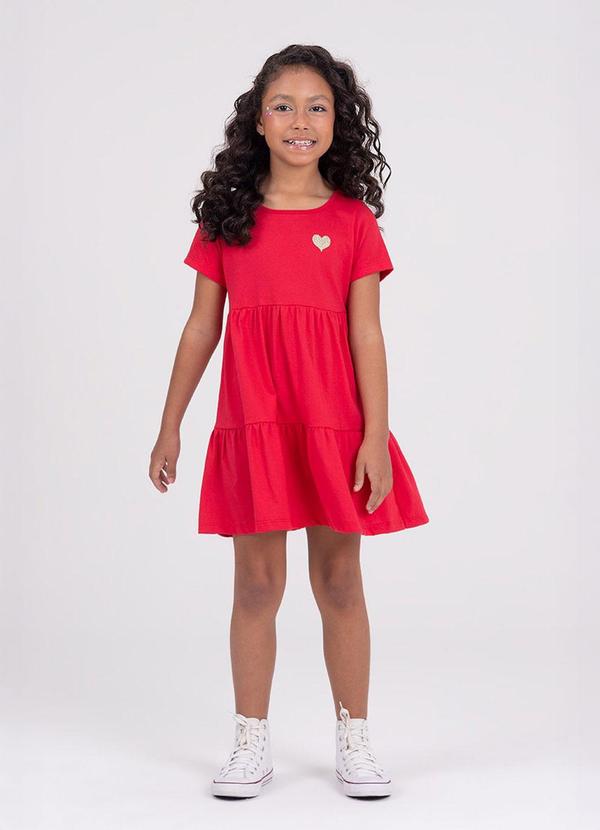 Vestido Infantil Aplique Termocolante Vermelho