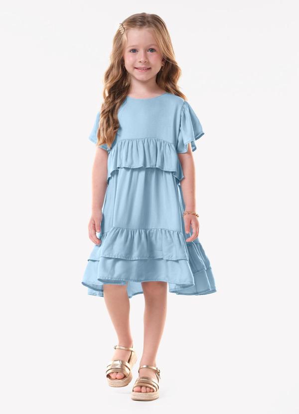 Vestido Infantil Feminino Viscose Azul