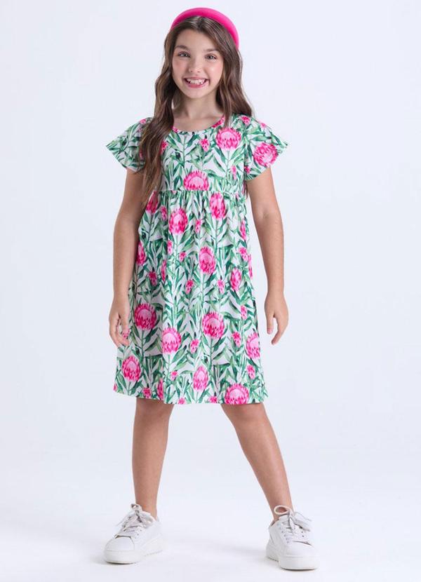 Vestido Infantil Menina Babado Poliplex Branco