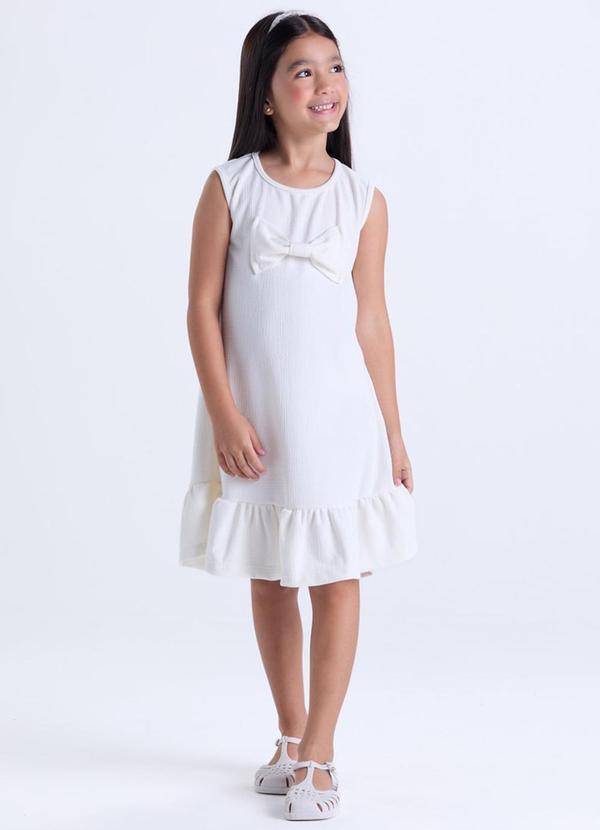 Vista 2 Vestido Infantil Menina Rustique Laço Branco VIDA COSTEIRA VIDA COSTEIRA