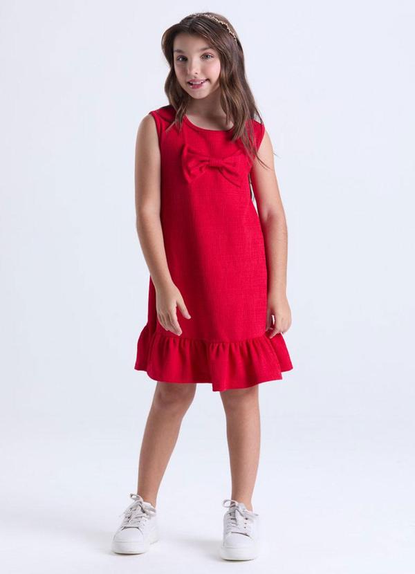 Vestido Infantil Menina Rustique Laço Vermelho