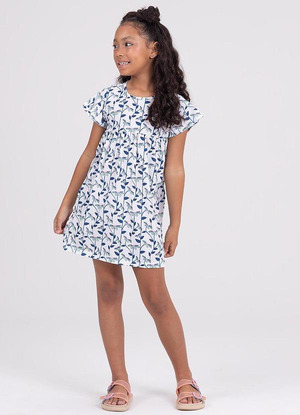 Vista 2 Vestido Infantil Poliplex Margaridas Branco VIDA COSTEIRA VIDA COSTEIRA