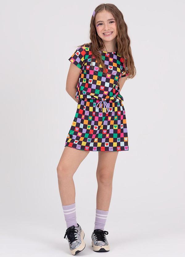 Vista 2 Vestido Infantil Quadriculado Preto VIDA COSTEIRA VIDA COSTEIRA
