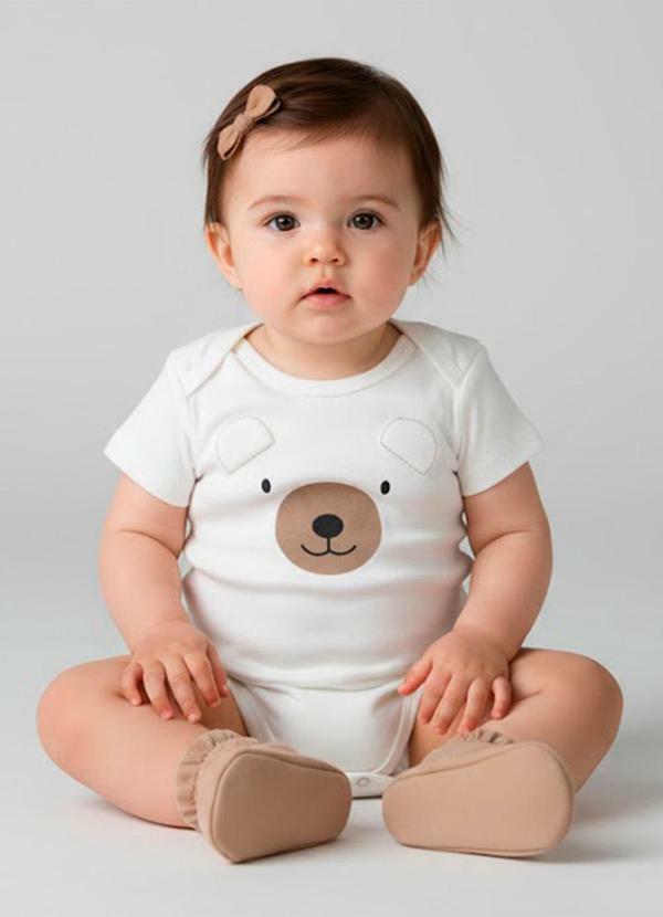 Body Infantil em Suedine Masculino Bege