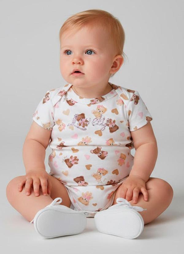 Body Infantil Feminino Estampado Bege