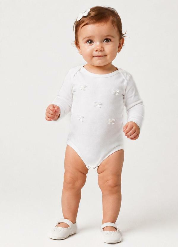 Body Infantil Feminino Manga Longa Bege