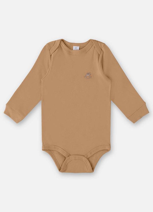 Vista 2 Body Manga Longa Unissex Suedine Marrom Up Baby Up Baby