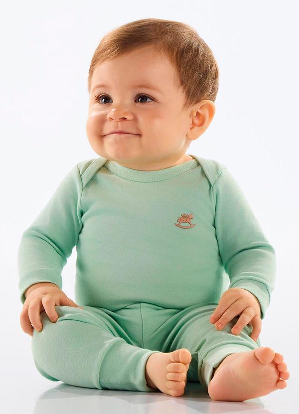 Vista 2 Body Manga Longa Unissex Suedine Verde Up Baby Up Baby