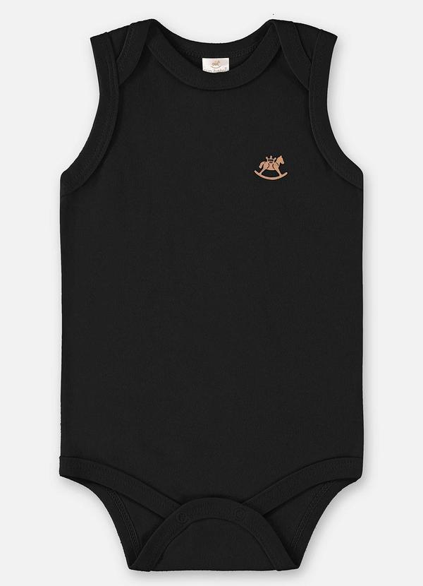 Body Regata Suedine Unissex Bebê Preto