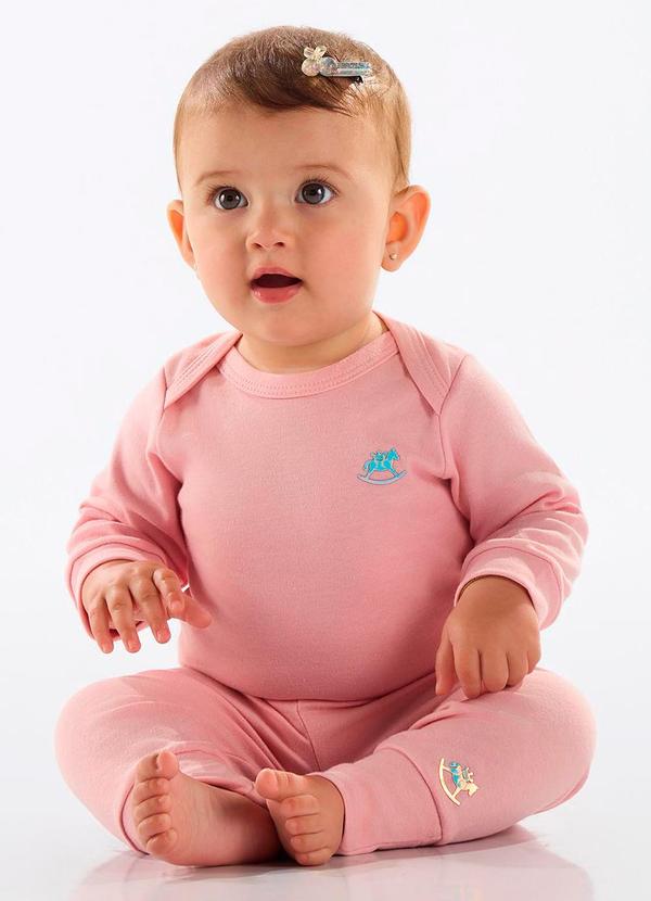 Vista 2 Calça Unissex Bebê Suedine Rosa Up Baby Up Baby