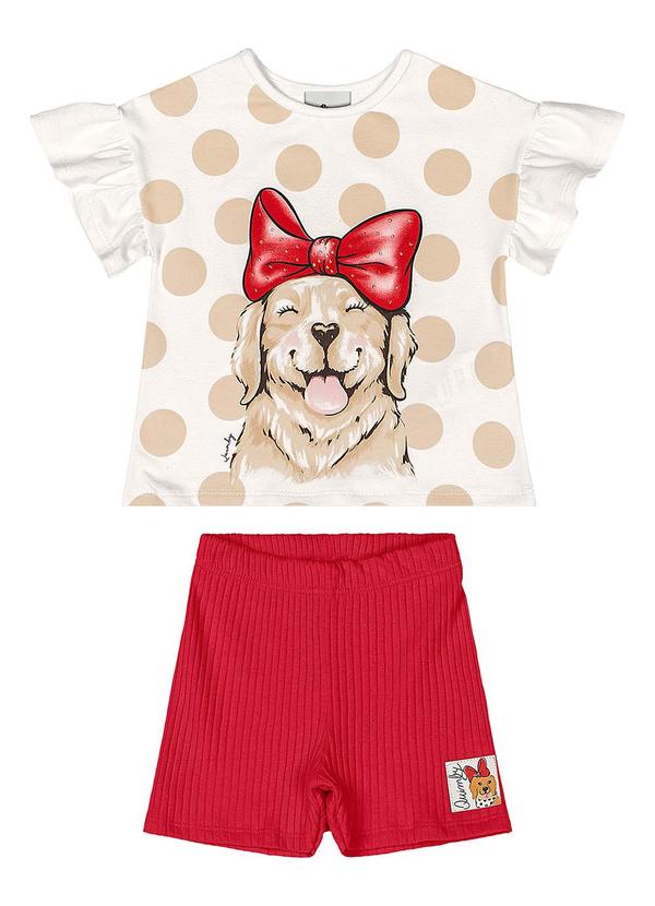 Conjunto Bebê com Blusa e Bermuda Vermelho