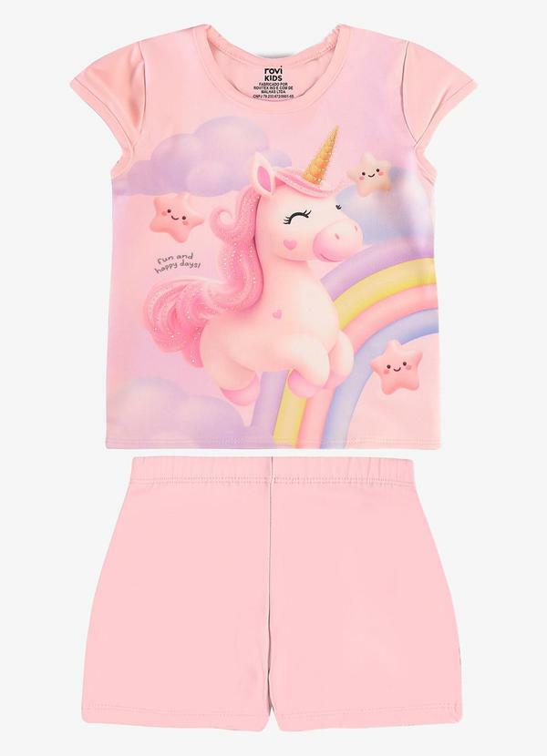 Conjunto Blusa com Shorts Infantil Rosa