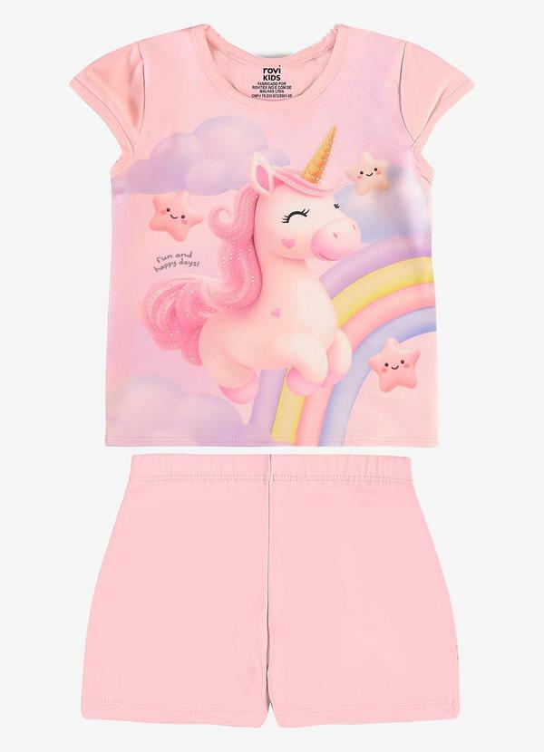 Conjunto Blusa com Shorts Infantil Rosa
