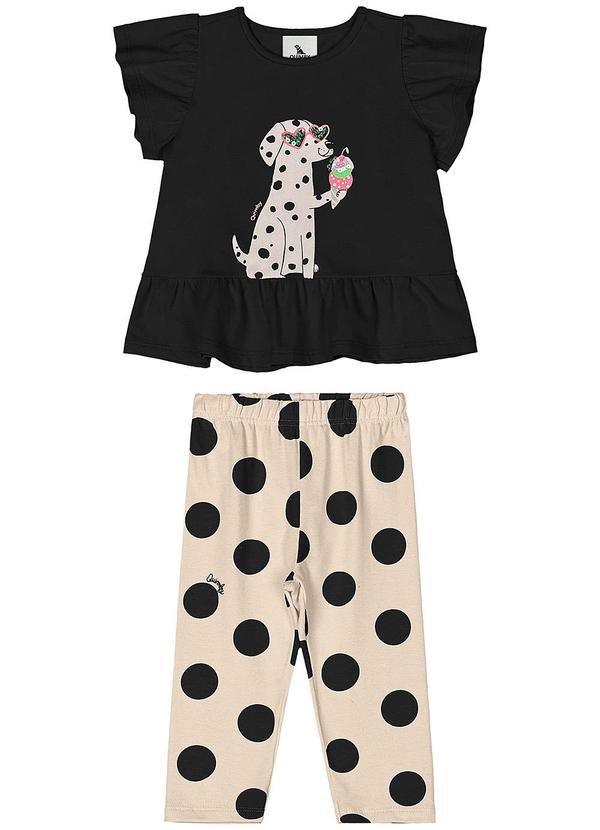 Conjunto Blusa e Legging Bebê Menina Preto
