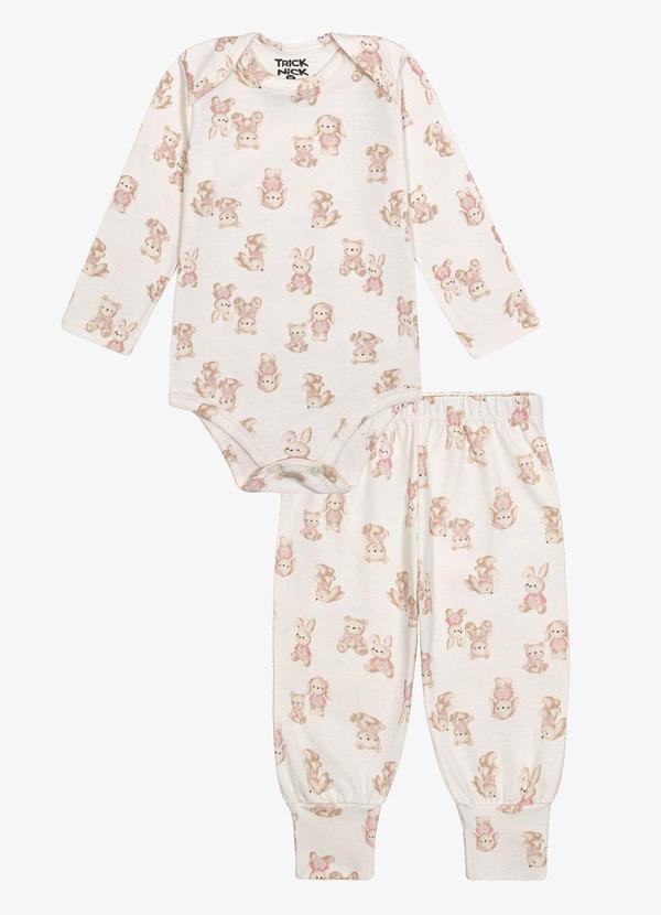 Conjunto Body com Calça Feminino Bege